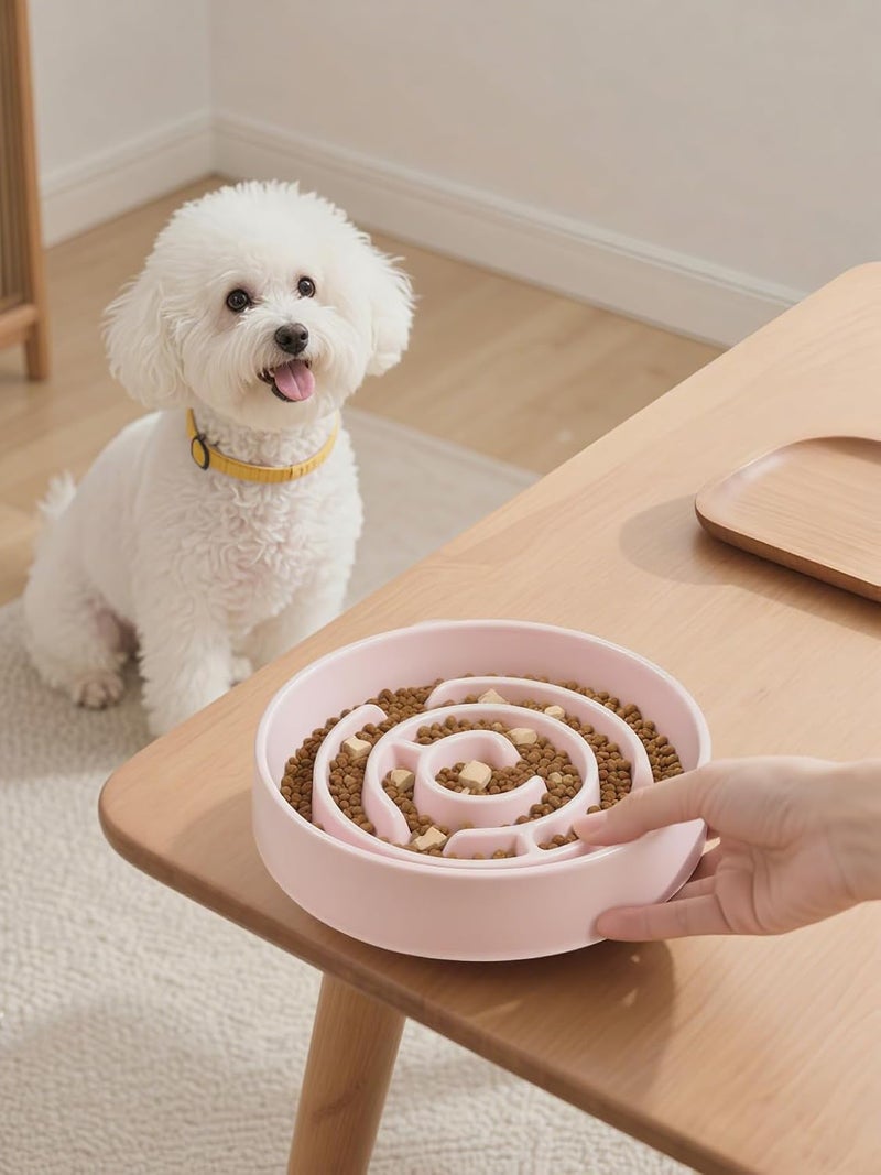 F'DIARY Ceramic Slow Feeder Dog Bowls with Anti-Slip, Slow Feeder & Non-Slip Design, Boredom and Anxiety Reducer, Suitable for All Breed Dogs and Cat (Ceramic-Pink) - Image 5
